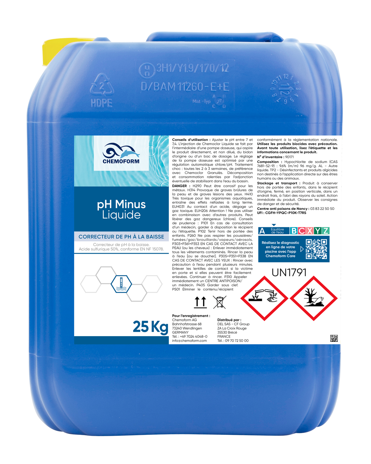 pH Minus Liquide — Bidon de 25 kg MIN25